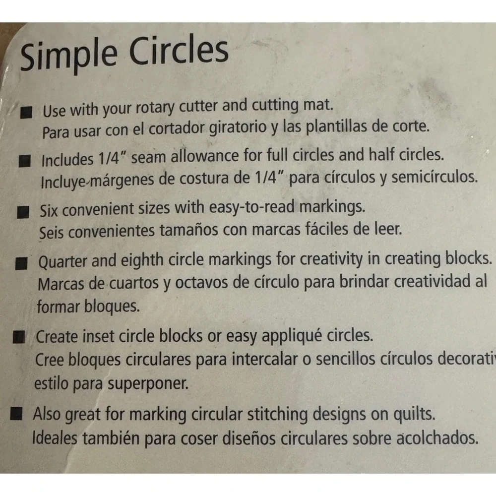 June Tailor Simple Circles JT-303 Quilting Ruler Set of 6 Sealed New Sewing